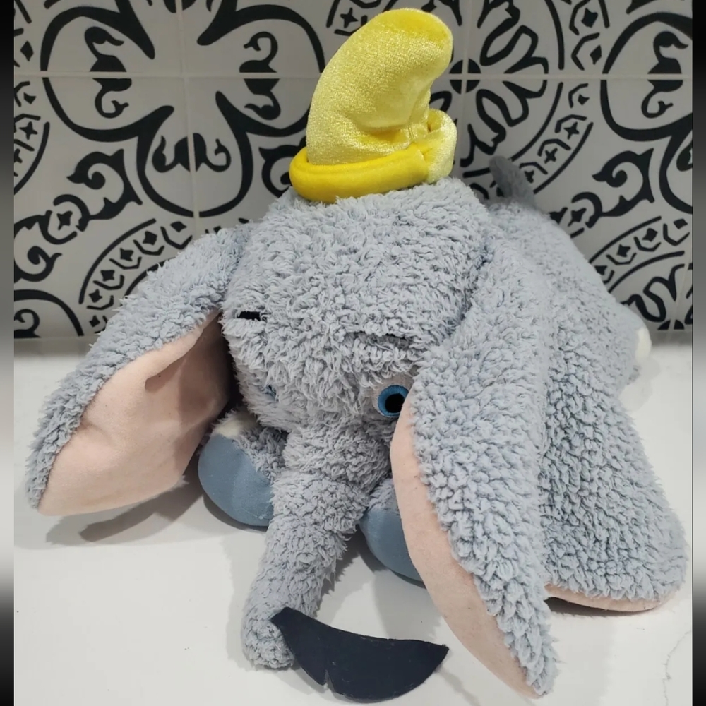 Disney Parks Dumbo Flying Plush with Feather 15 inches Medium